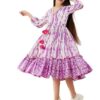 Girls Tie and Dye Cotton A-Line Midi Dress (Purple)
